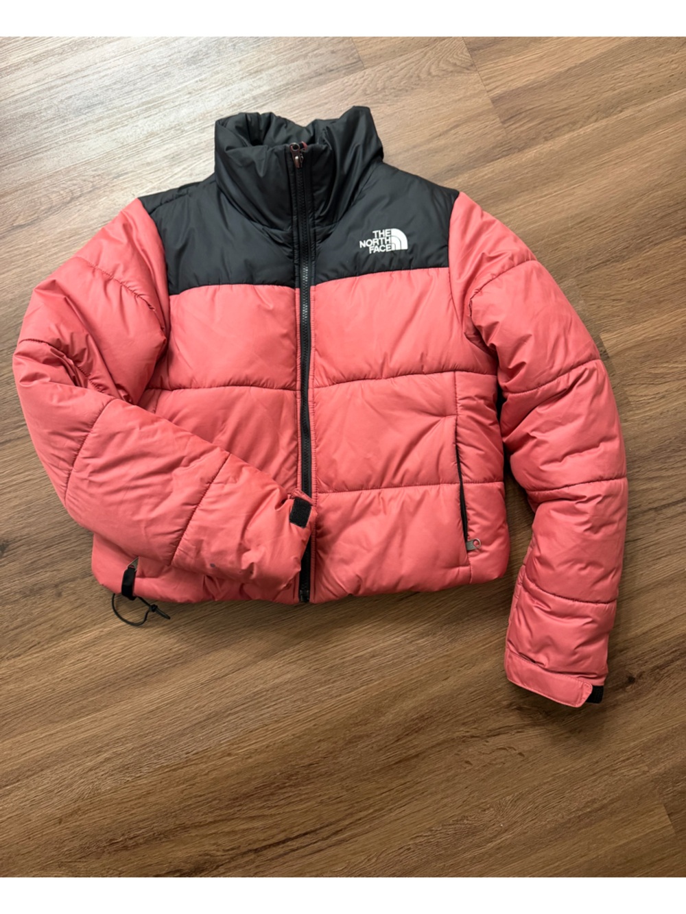 The North Face  Coral Red & Black Puffer Jacket